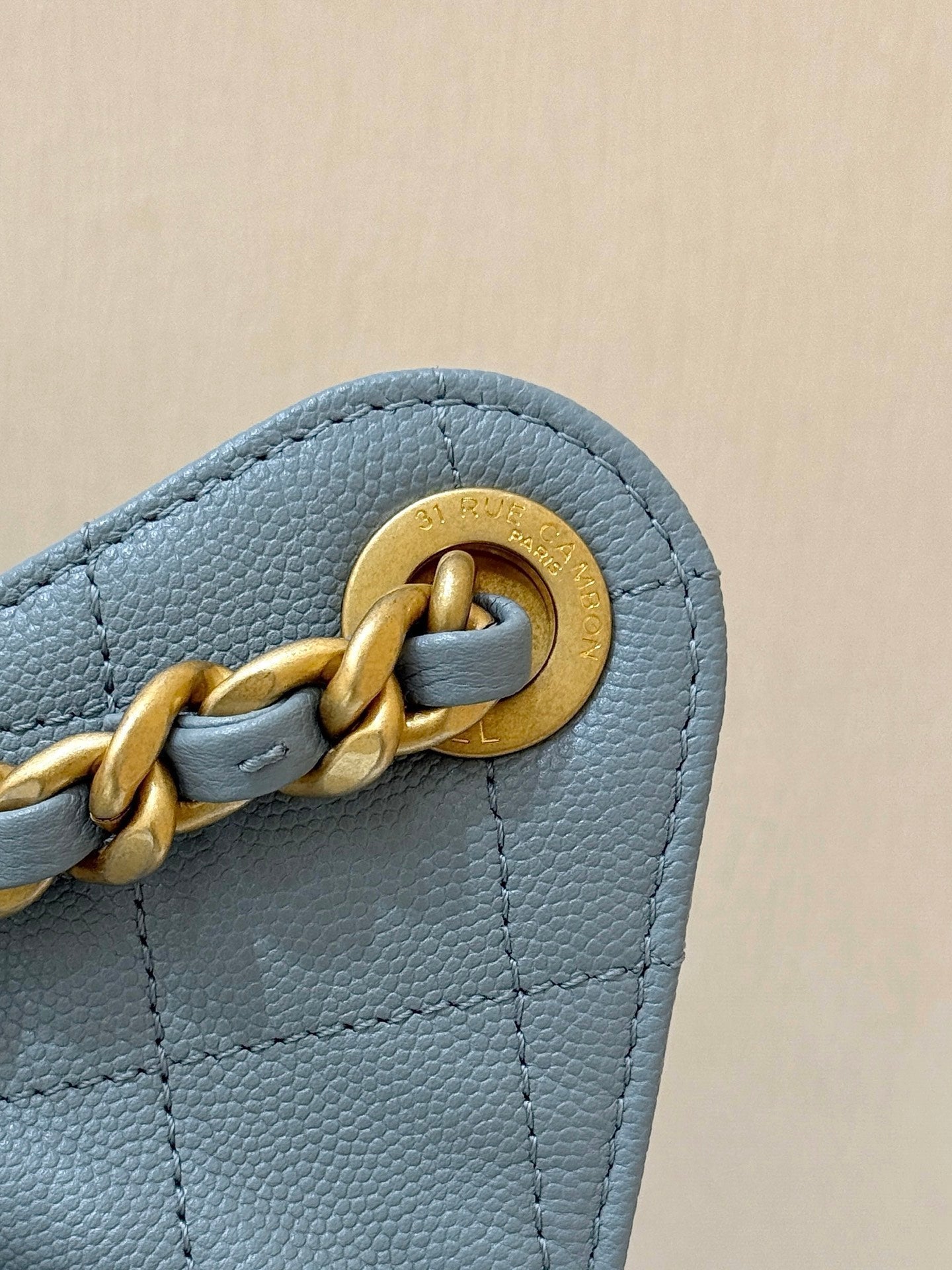 CHANEL 25S HOBO BAG 30 IN LIGHT BLUE CAVIAR WITH GOLD HARDWARE